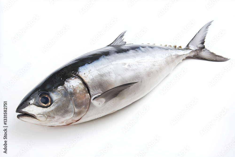 Fresh tuna fish isolated on white background, Selective focus mackerel fish on white background. Fresh tuna fish isolated on white background, Selective focus mackerel fish on white background.