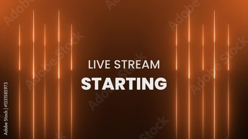 orange live streaming starting text animation with glowing neon light