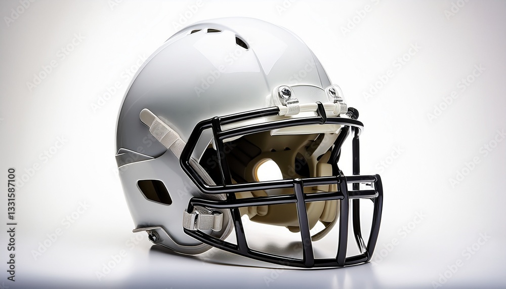 Fototapeta premium a generic white football helmet for american football symbolizing safety and protection isolated on a white background