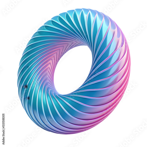 Abstract 3D Torus, Gradient, Pink Blue, Background Texture on transparent background
