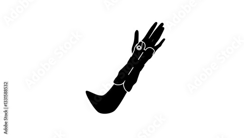 radial carpal joint brace , Black Isolated Silhouette