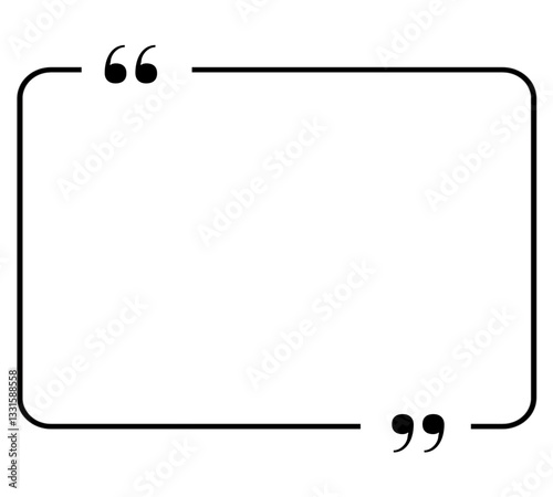 Simple quote text box frame with quotation marks isolated on a transparent background