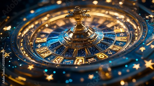 Wallpaper Mural A luxurious casino slot machine themed around the zodiac, encrusted with sapphire and emerald gemstones. The reels feature intricate astrological carvings, Torontodigital.ca