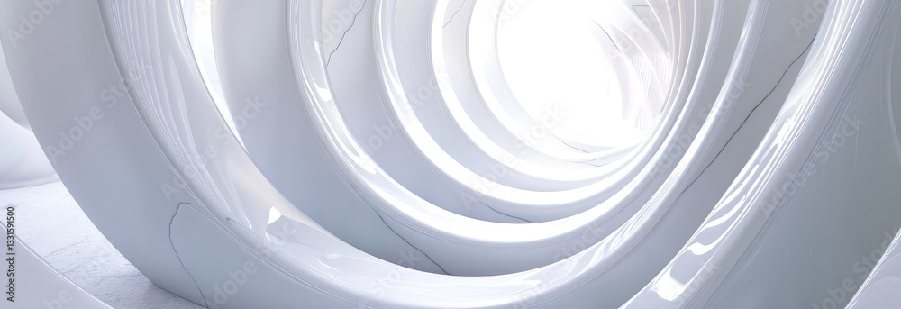 Obraz premium Futuristic White Spiral Architecture Interior