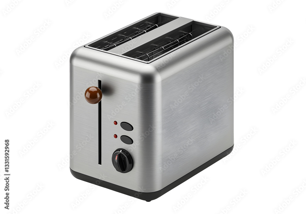 Stainless Steel Two-Slice Toaster on Transparent Background Stainless Steel Two-Slice Toaster on Transparent Background