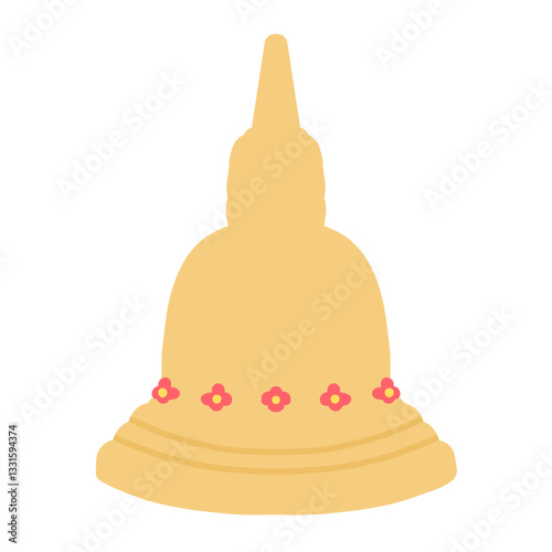 Sand Pagoda Illustration Hand Drawn Songkran Festival Tradition