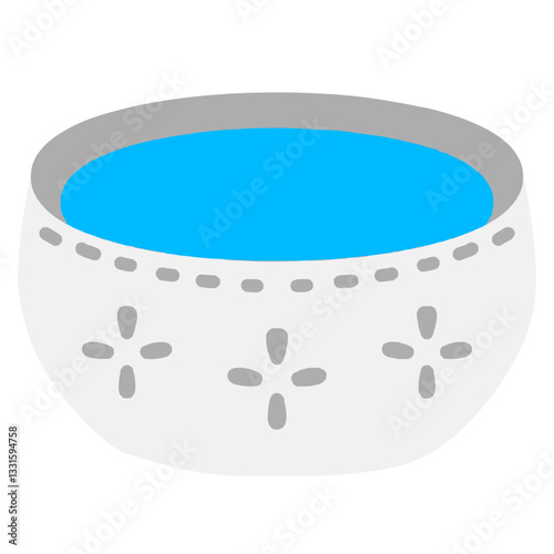 Water Thai Bowl Illustration Hand Drawn Traditional Thai Container