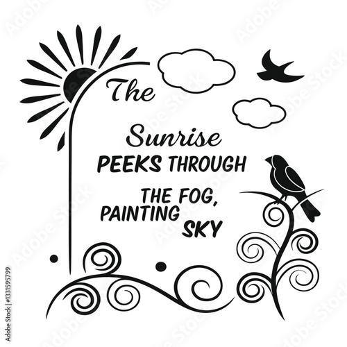 The sunrise peeks through the fog, painting the sky1.eps