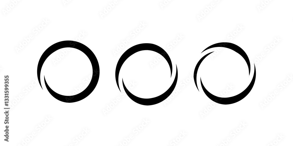 Abstract Circular Design Elements Three Black Oval Shapes Abstract Circular Design Elements Three Black Oval Shapes