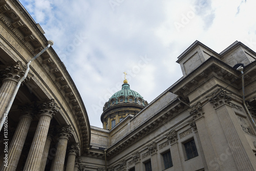 part of the Kazan Cathedral, one of the largest cathedrals in St. Petersburg, columns, dome,