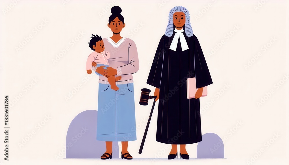 Legal support for mothers child custody advocacy family court illustration empowerment professional Legal support for mothers child custody advocacy family court illustration empowerment professional