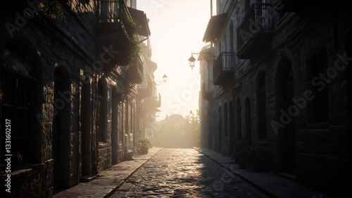 Fototapeta Naklejka Na Ścianę i Meble -  The old lane at dusk
