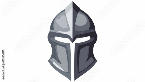 Medieval knight's helmet illustration with geometric designs, valor