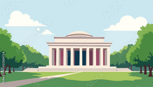 Abstract National Gallery of Art illustration on sunny day, artistic expression