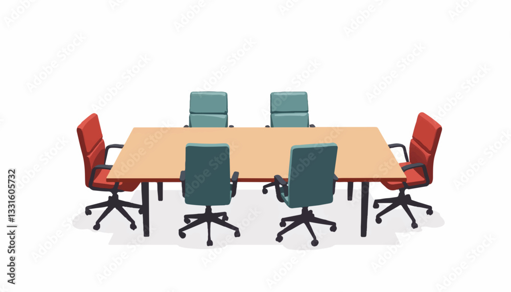 Fototapeta premium Modern conference room layout with geometric chairs, collaborative design