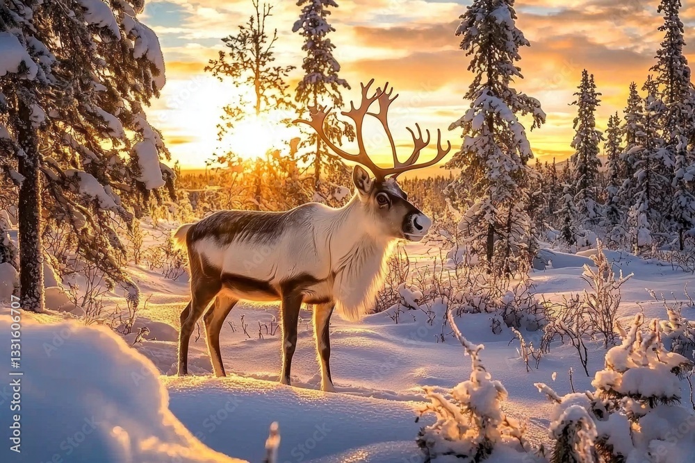 Obraz premium Serene Lapland environment capturing the essence of an Arctic winter.