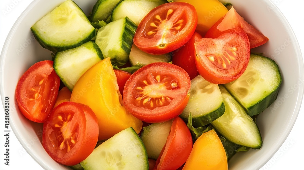 Fresh Colorful Vegetable Salad in a White Bowl for Healthy Eating Fresh Colorful Vegetable Salad in a White Bowl for Healthy Eating