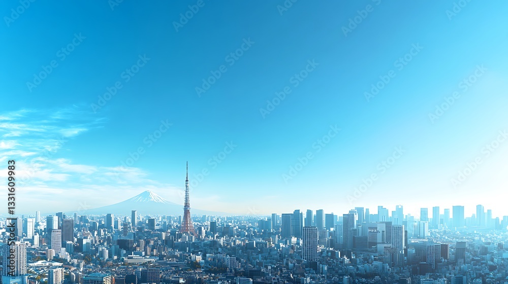 Obraz premium Tokyo Majesty A Breathtaking Skyline with Mount Fuji
