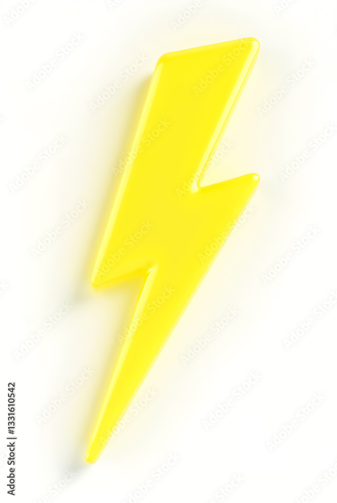 Bright yellow lightning bolt icon on a white background creating a striking visual effect for design projects Bright yellow lightning bolt icon on a white background creating a striking visual effect for design projects