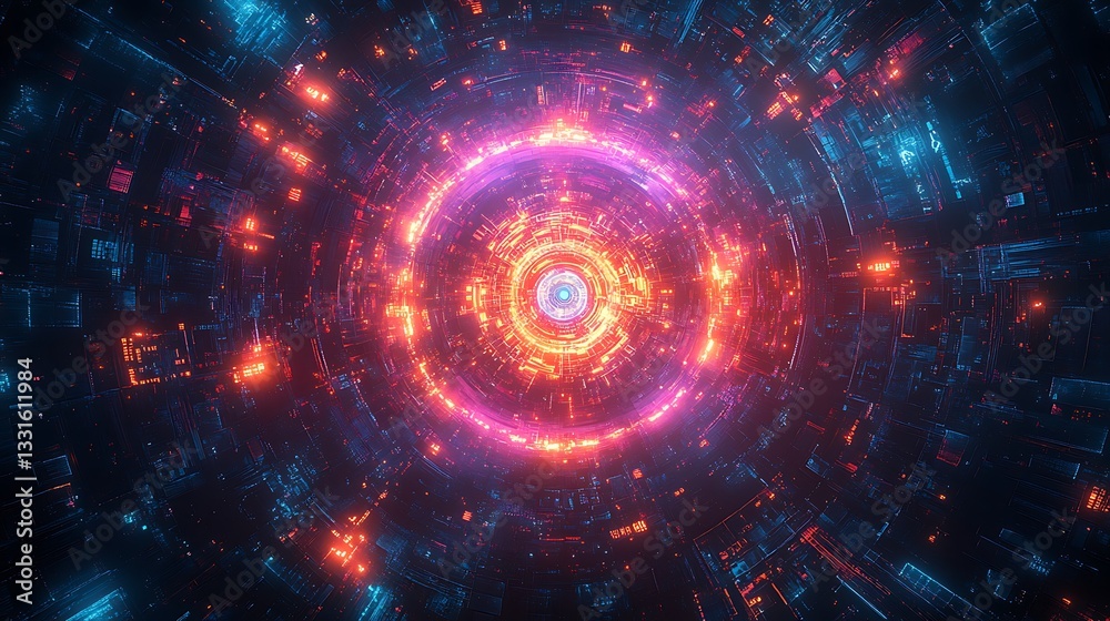 Obraz premium A futuristic financial world powered by blockchain, interconnected banking institutions in a glowing global network, decentralized finance nodes, pulsating encrypted pathways, deep cyberpunk colors,
