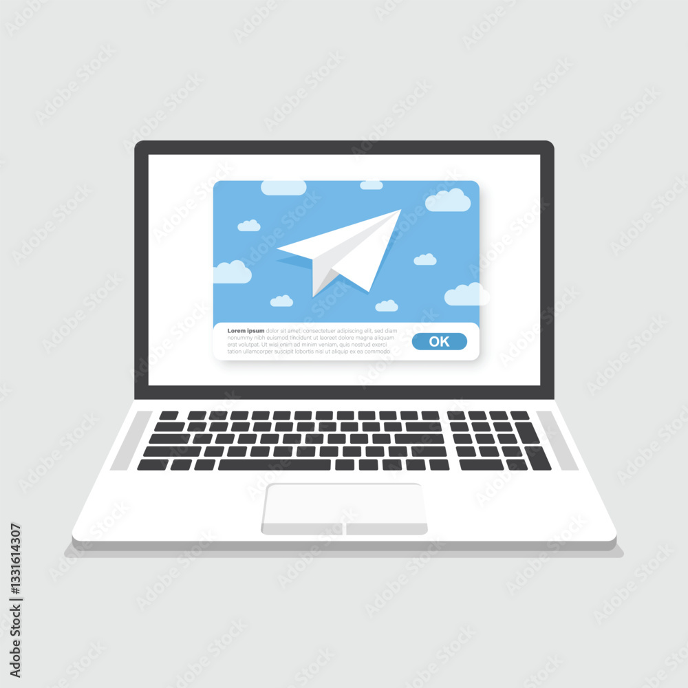 Banner of email marketing with laptop computer icon in flat style. Subscription to newsletter vector illustration on isolated background. Subscribe, submit sign business concept. Banner of email marketing with laptop computer icon in flat style. Subscription to newsletter vector illustration on isolated background. Subscribe, submit sign business concept.