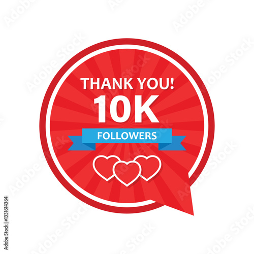 Thank you 10000 followers icon in flat style. Subscription amount vector illustration on isolated background. 10k follower sign business concept.