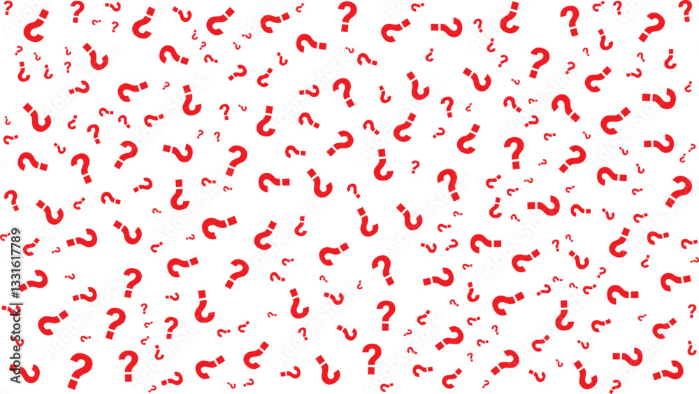Obraz premium Red question mark pattern background. Answer guess faq decorative abstract wallpaper.