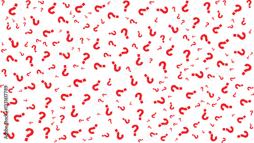 Red question mark pattern background. Answer guess faq decorative abstract wallpaper.