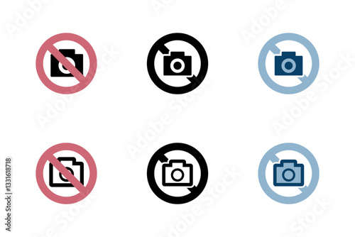 撮影禁止マークのアイコンイラストセット