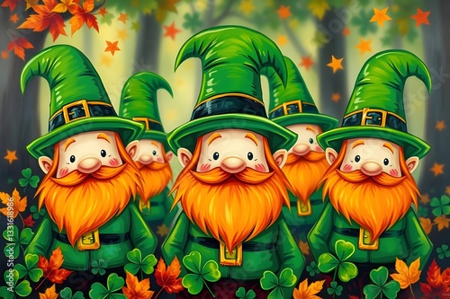A Happy Group Celebrating St. Patrick's Day with Shamrocks and Gold.