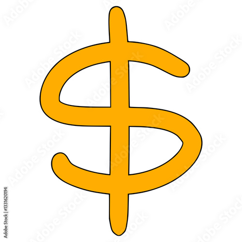 dollar icon illustration hand drawn isolated vector