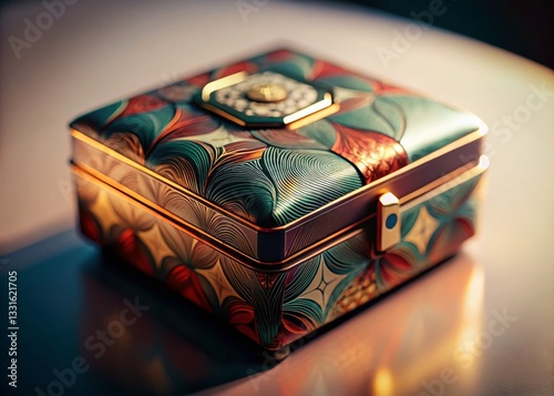 Luxury Watch Box on Marble: Warm Sunlight, Close-up Macro