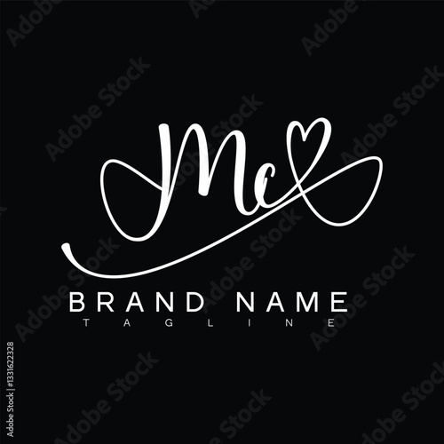 MC Handwritten initial letter with love . MC simple signature vector logo with Hart shape variation, beauty, photography letter logo design. M C