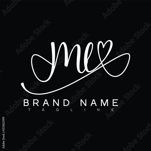 ML Handwritten initial letter with love . ML simple signature vector logo with Hart shape variation, beauty, photography letter logo design. M L