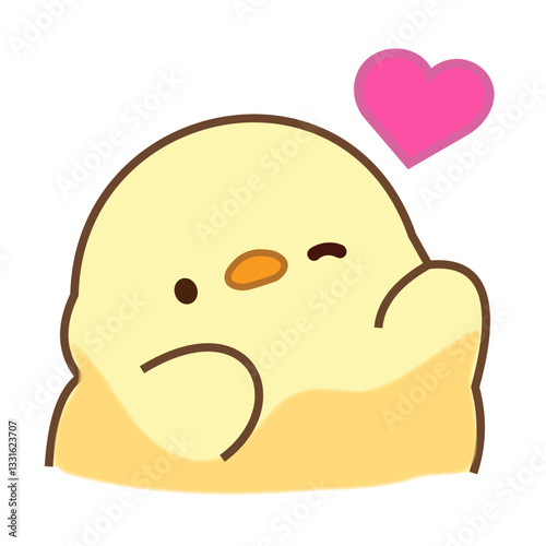 Cute cartoon chick with heart