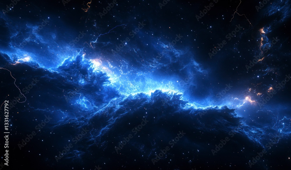 Obraz premium Exploring Cosmic Nebula with Sparkling Stars and Glowing Cloud Formations