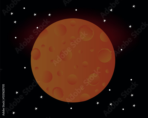 Red planet mars on background starry sky