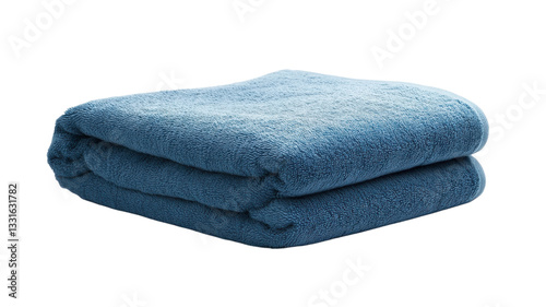 Soft blue towel folded neatly on a white background for cozy home decor and bathroom essentials