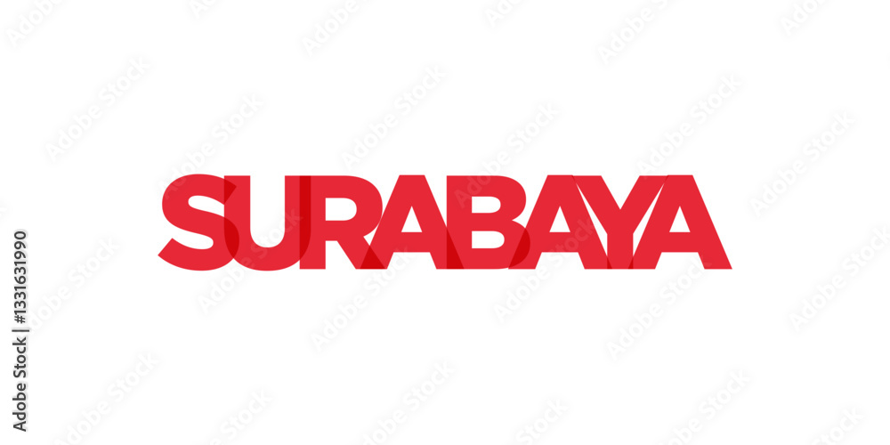 Surabaya in the Indonesia emblem. The design features a geometric style, vector illustration with bold typography in a modern font. The graphic slogan lettering. Surabaya in the Indonesia emblem. The design features a geometric style, vector illustration with bold typography in a modern font. The graphic slogan lettering.