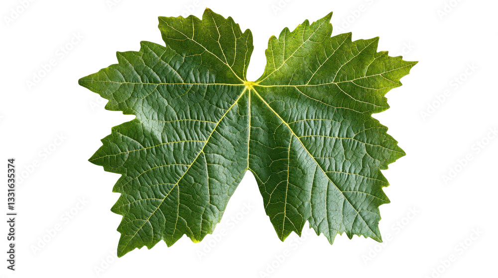 Fototapeta premium Verdant Grape Leaf: A Fresh Botanical Still Life with Intricate Veins, Perfect for Organic Food, Healthy Eating, and Natural Beauty Concepts