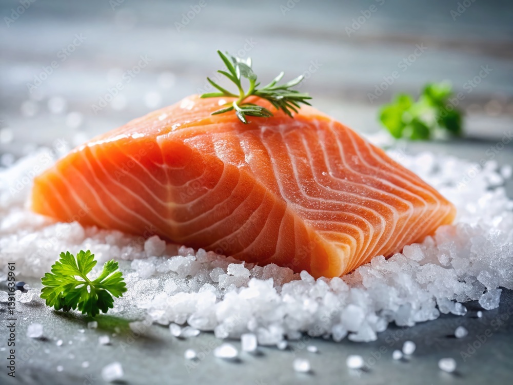Macro Panoramic Photo of Salted Salmon on Paper - Gourmet Food Photography Macro Panoramic Photo of Salted Salmon on Paper - Gourmet Food Photography