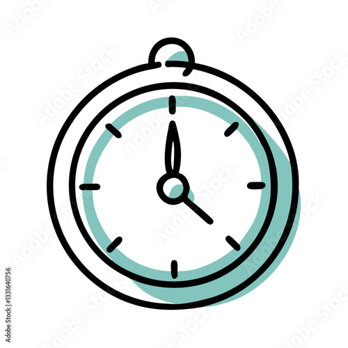 Hand-drawn style alarm clock icon, simple design, time concept