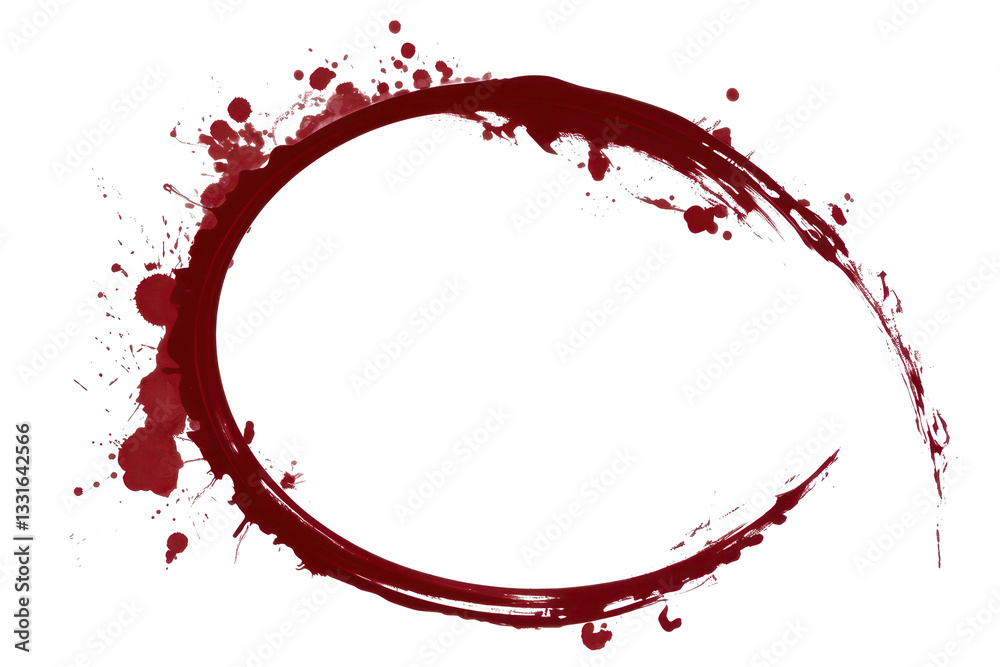 Obraz premium dark red paint smear in ring shape isolated on white or transparent png