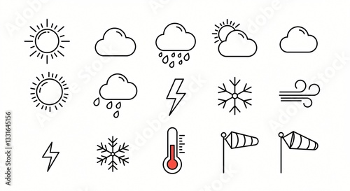 Wallpaper Mural set of icons depicting weather Torontodigital.ca
