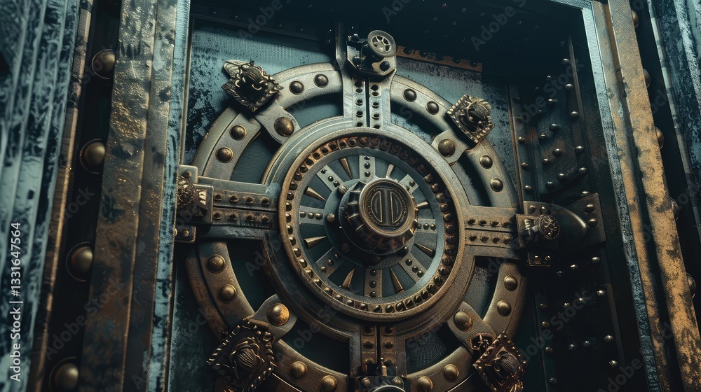 Obraz premium Intricately Designed Vintage Vault Door with Industrial Charm