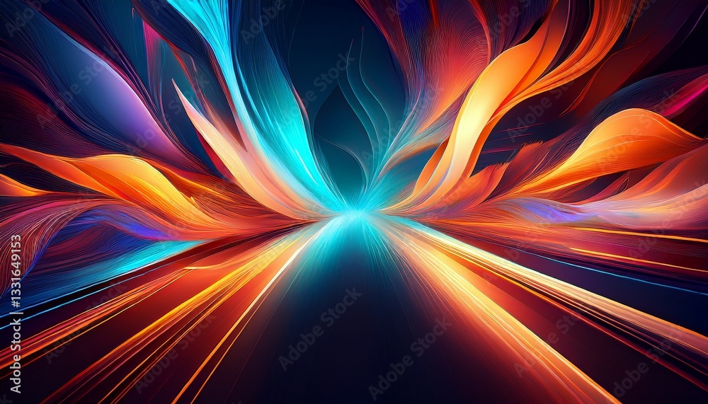 Obraz premium Motion blur of fast-moving abstract shapes, creating a dynamic and energetic visual with vibrant flow and speed. 