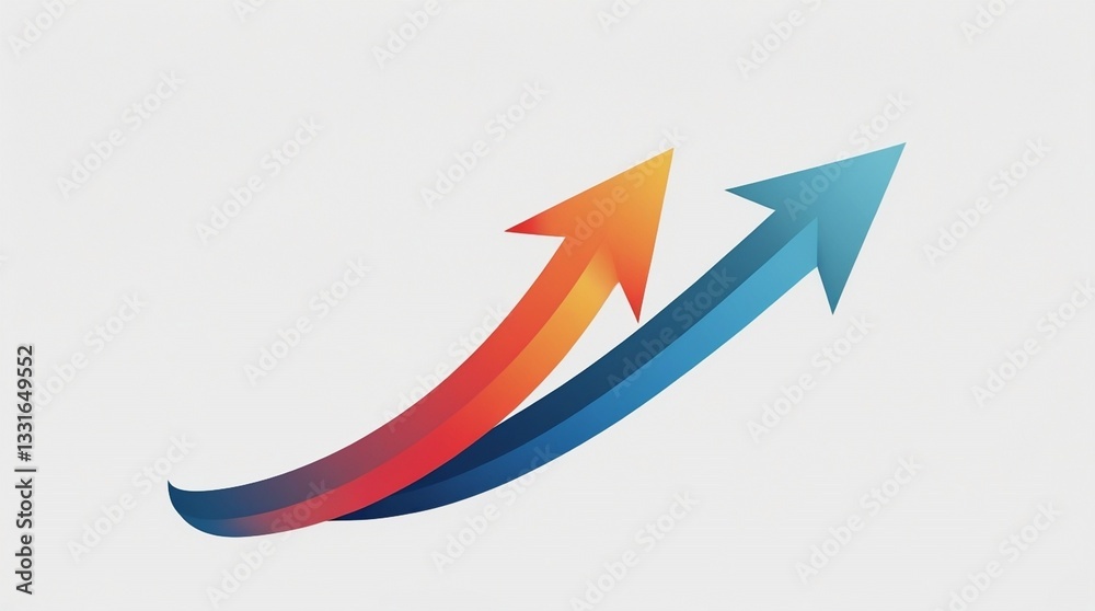 The graphic features two curved arrows on a white background, symbolizing growth and decline respectively. The smooth, dynamic shapes and sharp arrowheads create a clean, modern visual effect. The graphic features two curved arrows on a white background, symbolizing growth and decline respectively. The smooth, dynamic shapes and sharp arrowheads create a clean, modern visual effect.