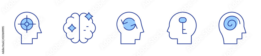 empathy, treatment, focus, confused, brain. Mindfulness Icon vector illustration. Line Duotone style. Editable stroke empathy, treatment, focus, confused, brain. Mindfulness Icon vector illustration. Line Duotone style. Editable stroke