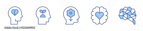 emotion, intelligence, positivemind, mentalhealth. Mindfulness Icon vector illustration. Line Duotone style. Editable stroke