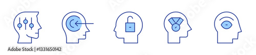 openmind, selfcontrol, achievement, eye, perception. Mindfulness Icon vector illustration. Line Duotone style. Editable stroke